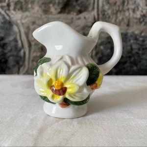 Vintage Miniature floral magnolia pitcher cottage core farm house boho style
